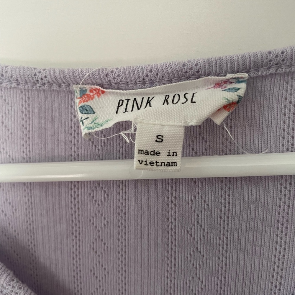 Pink Rose Purple Ruched Ribbed Crop Blouse - Picture 2 of 2